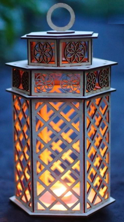 طرح فانوس چوبی برش لیزری چراغ خواب لامپ - laser cut wooden lantern night light lamp ve - برای دستگاه CNC چوب و لیزر (سی ان سی)