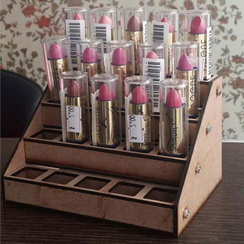 طرح پایه رژ لب چوبی برش لیزری جعبه آرایش مرتب کننده - laser cut wooden lipstick stand makeup organizer box - برای دستگاه CNC چوب و لیزر (سی ان سی)