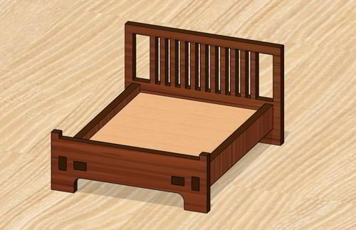 طرح تخت خواب چوبی مینیاتوری برش لیزری قاب - laser cut wooden miniature bed - برای دستگاه CNC چوب و لیزر (سی ان سی)