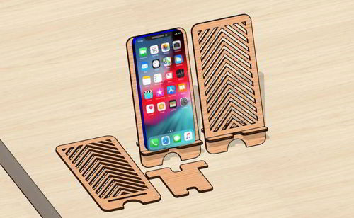 طرح برش لیزری چوبی پایه موبایل جایگزین - laser cut wooden mobile stand - برای دستگاه CNC چوب و لیزر (سی ان سی)
