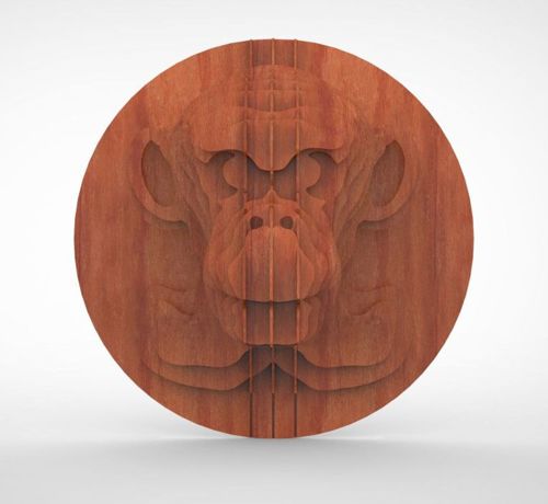 طرح میمون‌های چوبی برش خورده با لیزر سر - laser cut wooden monkeys head ve - برای دستگاه CNC چوب و لیزر (سی ان سی)