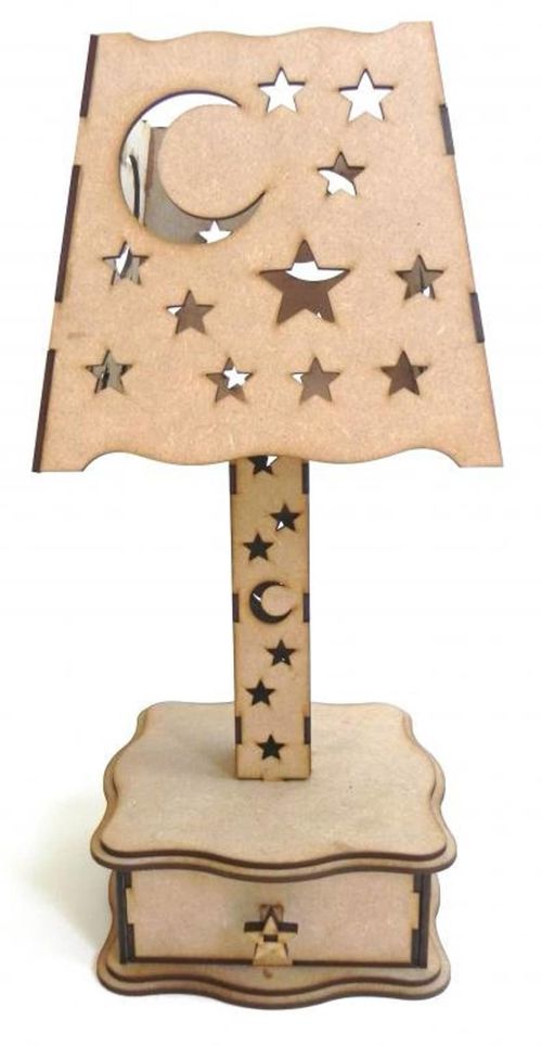 طرح چراغ چوبی برش لیزری ماه و ستاره چراغ - laser cut wooden moon and stars lamp ve - برای دستگاه CNC چوب و لیزر (سی ان سی)