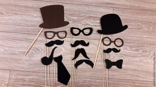طرح برش لیزری چوبی سبیل کلاه عینک روی چوب عکاسی - laser cut wooden mustache hat glasses on stick ve - برای دستگاه CNC چوب و لیزر (سی ان سی)