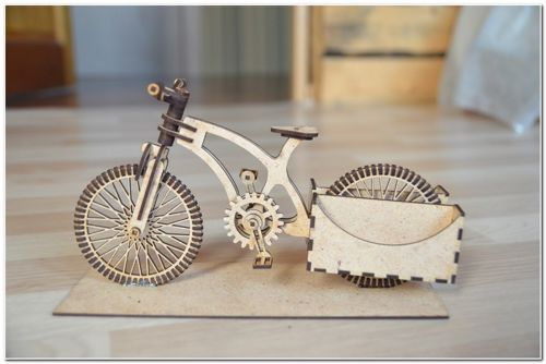 طرح میز چوبی برش خورده با لیزر دوچرخه - laser cut wooden organizer a bike ve - برای دستگاه CNC چوب و لیزر (سی ان سی)