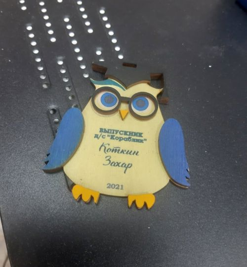 طرح مدال جغد چوبی برش لیزری لیزر - laser cut wooden owl awards owl child medal - برای دستگاه CNC چوب و لیزر (سی ان سی)