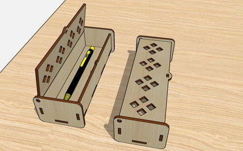 طرح جعبه خودکار چوبی برش لیزری جا مداد جعبه مدرسه برای بچه‌ها میلی‌متر - laser cut wooden pen box pencil holder school box for kids 3mm - برای دستگاه CNC چوب و لیزر (سی ان سی)