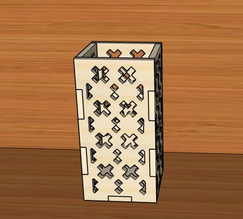 طرح خودکار چوبی برش خورده با لیزر جعبه مداد نگهدارنده میز سازماندهنده میلیمتر - laser cut wooden pen pencil holder box desk organizer 4mm - برای دستگاه CNC چوب و لیزر (سی ان سی)