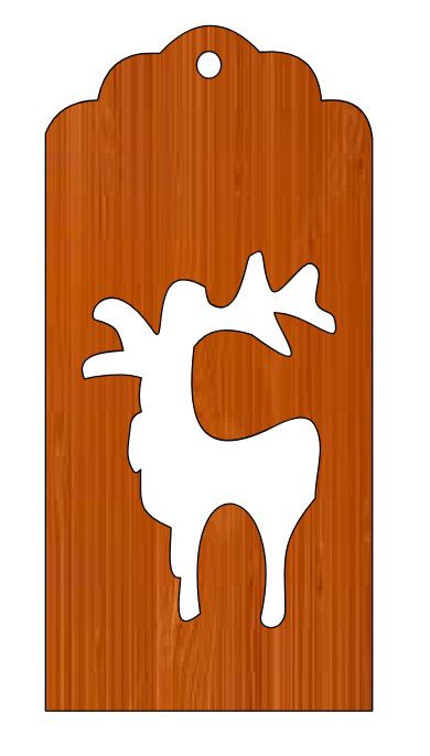 طرح آویز گوزن چوبی برش لیزری - laser cut wooden reindeer locket ve - برای دستگاه CNC چوب و لیزر (سی ان سی)