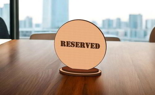 طرح میز رزرو شده چوبی رستوران برش لیزری علامت - laser cut wooden restaurant reserved table sign ve - برای دستگاه CNC چوب و لیزر (سی ان سی)