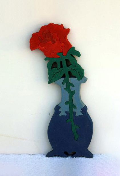 طرح گلدان گل رز چوبی برش لیزری اره پازل اتاق دکور - laser cut wooden roses vase jigsaw puzzle room decor ve - برای دستگاه CNC چوب و لیزر (سی ان سی)