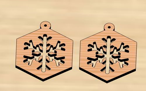 طرح گوشواره‌های دانه برف چوبی برش لیزری تزئینات کریسمس میلی‌متر - laser cut wooden snowflakes earrings christmas decoration 3mm ve - برای دستگاه CNC چوب و لیزر (سی ان سی)