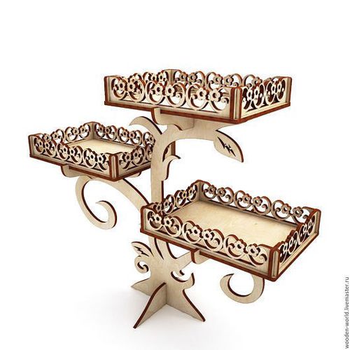 طرح پایه چوبی برش لیزری برای شیرینی - laser cut wooden stand for sweets ve - برای دستگاه CNC چوب و لیزر (سی ان سی)