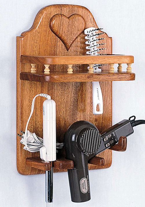 طرح سشوار برش لیزری چوبی وسیله نگهداری - laser cut wooden storage hair dryer ve - برای دستگاه CNC چوب و لیزر (سی ان سی)