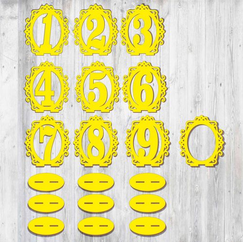 طرح قالب عدد میز چوبی برش لیزری - laser cut wooden table numbers template ve - برای دستگاه CNC چوب و لیزر (سی ان سی)