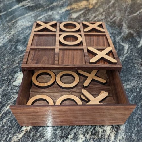 طرح تخته بازی چوبی تیک تاک تو برش لیزری وی ای - laser cut wooden tic tac toe game board ve - برای دستگاه CNC چوب و لیزر (سی ان سی)