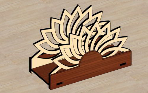 طرح برش لیزری چوبی دستمال کاغذی پایه نگهدارنده دستمال - laser cut wooden tissue paper stand napkin holder - برای دستگاه CNC چوب و لیزر (سی ان سی)