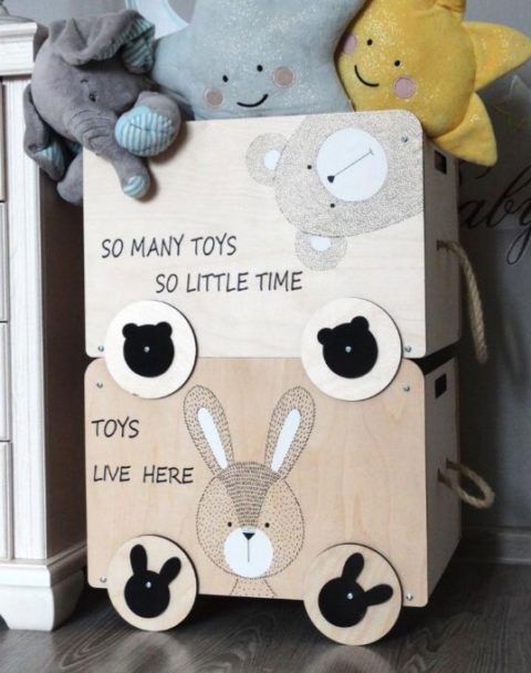 طرح جعبه‌های اسباب‌بازی چوبی برش لیزری تخته سه‌لا میلی‌متر - laser cut wooden toy boxes plywood 6mm ve - برای دستگاه CNC چوب و لیزر (سی ان سی)