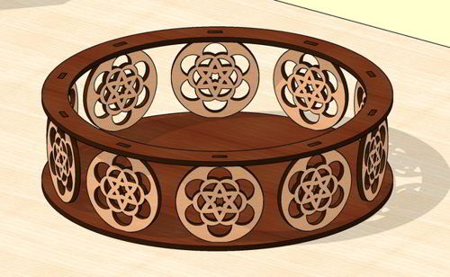 طرح سینی چوبی برش لیزری سبد میوه - laser cut wooden tray fruit basket ve - برای دستگاه CNC چوب و لیزر (سی ان سی)