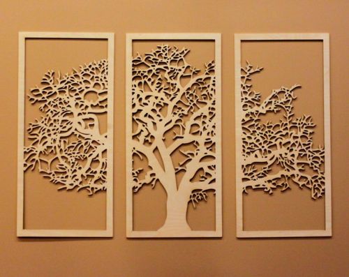 طرح دیوار برش لیزری درخت چوبی - laser cut wooden tree wall art ve - برای دستگاه CNC چوب و لیزر (سی ان سی)