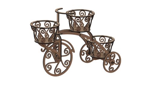 طرح جعبه گل سه چرخه چوبی برش لیزری 6 میلی متر قاب - laser cut wooden tricycle decrative flower box 6mm - برای دستگاه CNC چوب و لیزر (سی ان سی)