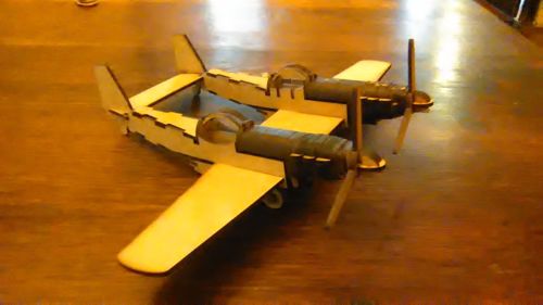 طرح قالب هواپیمای دو ملخه چوبی برش لیزری - laser cut wooden twin mustang double propeller plane template - برای دستگاه CNC چوب و لیزر (سی ان سی)