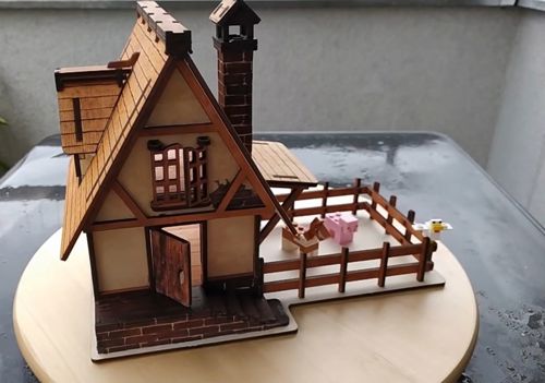 طرح خانه روستایی چوبی برش لیزری فایل - laser cut wooden village house - برای دستگاه CNC چوب و لیزر (سی ان سی)
