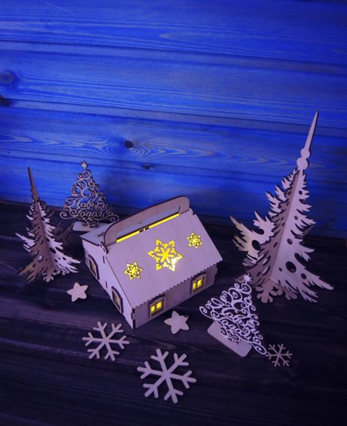 طرح خانه روستایی چوبی برش لیزری علفزار - laser cut wooden village house ve - برای دستگاه CNC چوب و لیزر (سی ان سی)