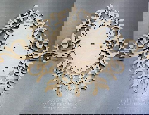 طرح ساعت دیواری چوبی برش لیزری طرح دار قاب - laser cut wooden wallart clock ve - برای دستگاه CNC چوب و لیزر (سی ان سی)