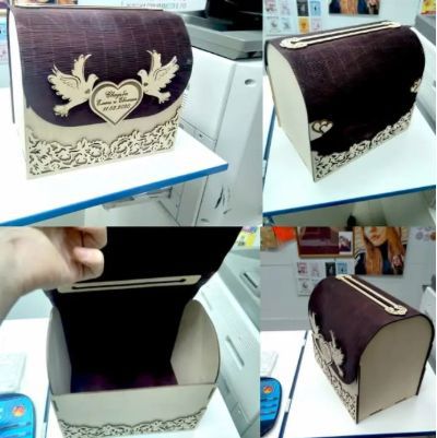 طرح جعبه عروسی چوبی برش لیزری - laser cut wooden wedding box ve - برای دستگاه CNC چوب و لیزر (سی ان سی)