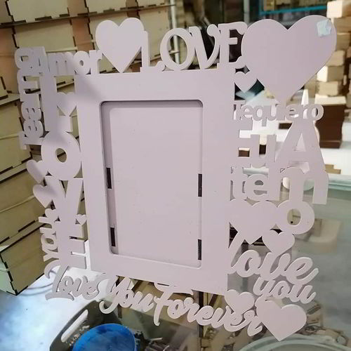 طرح قاب عکس عروسی چوبی برش لیزری هدیه دوستت دارم برای همیشه قاب - laser cut wooden wedding photo frame gift love you forever frame ve - برای دستگاه CNC چوب و لیزر (سی ان سی)