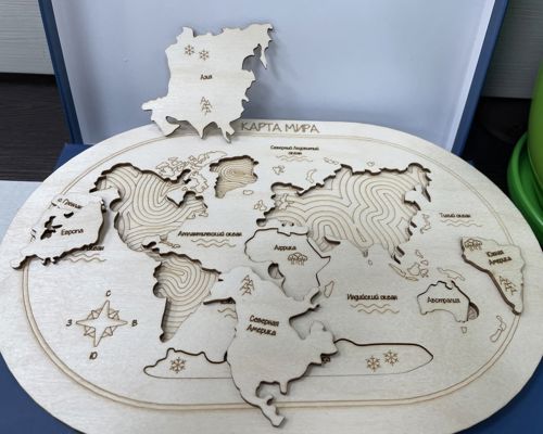 طرح نقشه جهان چوبی برش لیزری پازل پازل - laser cut wooden world map puzzle ve - برای دستگاه CNC چوب و لیزر (سی ان سی)