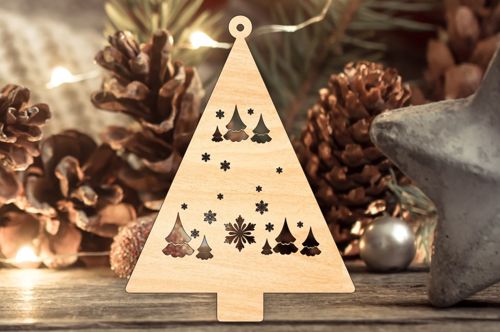 طرح تزیینات کریسمس چوبی با برش لیزری - laser cut wooden xmas tree bauble ornament christmas decorations ve - برای دستگاه CNC چوب و لیزر (سی ان سی)
