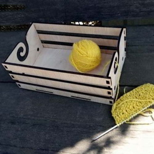 طرح جعبه نخ چوبی برش لیزری قلاب بافی بافندگی جعبه نگهداری نخ نگهدارنده - laser cut wooden yarn box crochet knitting storage box yarn holder - برای دستگاه CNC چوب و لیزر (سی ان سی)