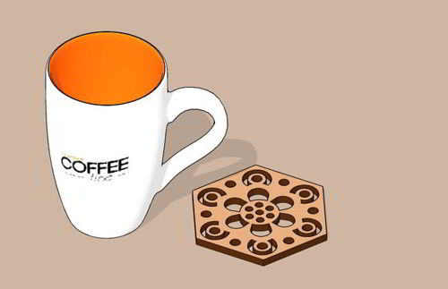 طرح زیرلیوانی چوبی شش ضلعی برش لیزری - laser cut wood hexagonal coaster ve - برای دستگاه CNC چوب و لیزر (سی ان سی)