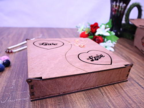 طرح جعبه جواهرات چوبی برش لیزری میلی‌متری پوشش - laser cut wood jewelry box 3mm ve - برای دستگاه CNC چوب و لیزر (سی ان سی)