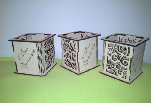 طرح برش لیزری چوبی خودکار جای گیره - laser cut wood pen holder - برای دستگاه CNC چوب و لیزر (سی ان سی)