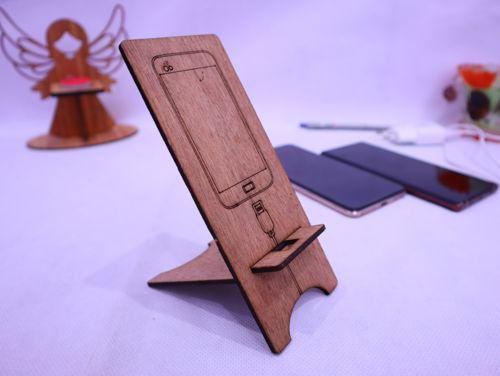 طرح برش لیزری چوبی پایه گوشی - laser cut wood phone stand ve - برای دستگاه CNC چوب و لیزر (سی ان سی)