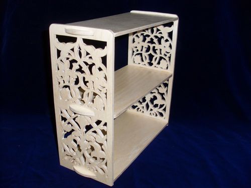 طرح قفسه چوبی برش لیزری سه طبقه قاب - laser cut wood shelf three tier ve - برای دستگاه CNC چوب و لیزر (سی ان سی)