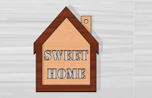 طرح برش لیزری چوب شیرین خانه برچسب - laser cut wood sweet home tag - برای دستگاه CNC چوب و لیزر (سی ان سی)