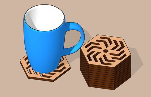 طرح برش لیزری چوبی زیرلیوانی چای قالب - laser cut wood tea coaster template - برای دستگاه CNC چوب و لیزر (سی ان سی)