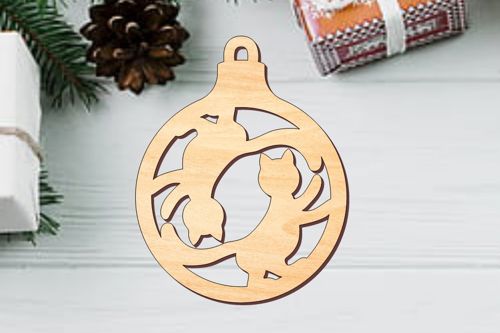 طرح برش لیزری یین یانگ گربه ها تزئین - laser cut yin yang cats ornament ve - برای دستگاه CNC چوب و لیزر (سی ان سی)