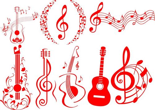 طرح حکاکی گیتار لیزری و کلید سل برای نقاشی - laser guitars and treble clef for engraving drawing ve - برای دستگاه CNC چوب و لیزر (سی ان سی)