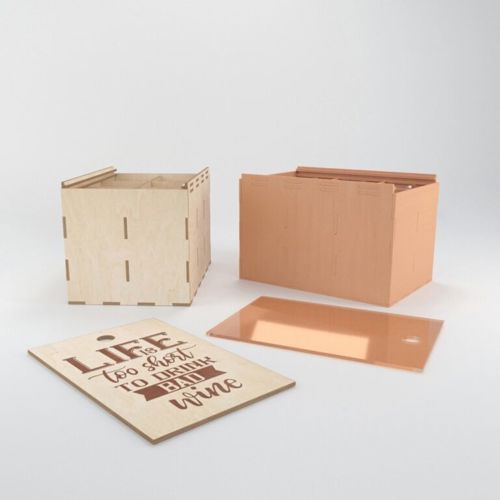 طرح زندگی برای نوشیدن نوشابه کوتاه است جعبه حکاکی برای برش لیزری - life is too short to drink bad wine engraved box for laser cut ve - برای دستگاه CNC چوب و لیزر (سی ان سی)