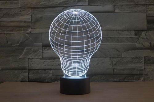 طرح لامپ لامپ سه بعدی led توهم چراغ شب الگو - light bulb 3d led illusion night light lamp template ve - برای دستگاه CNC چوب و لیزر (سی ان سی)
