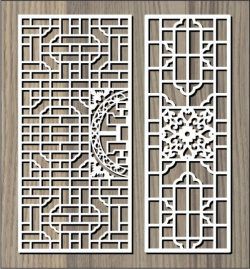 طرح گل گلدار مشبک جداکننده الگوهای درز اتاق نشیمن - living room floral lattice stencil separator seamless patterns set - برای دستگاه CNC چوب و لیزر (سی ان سی)