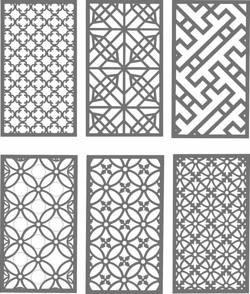 طرح الگوهای جداکننده مشبک اتاق نشیمن مجموعه الگوهای درز برای برش لیزری لیزری - living room lattice separator seamless patterns set for laser cut ve - برای دستگاه CNC چوب و لیزر (سی ان سی)