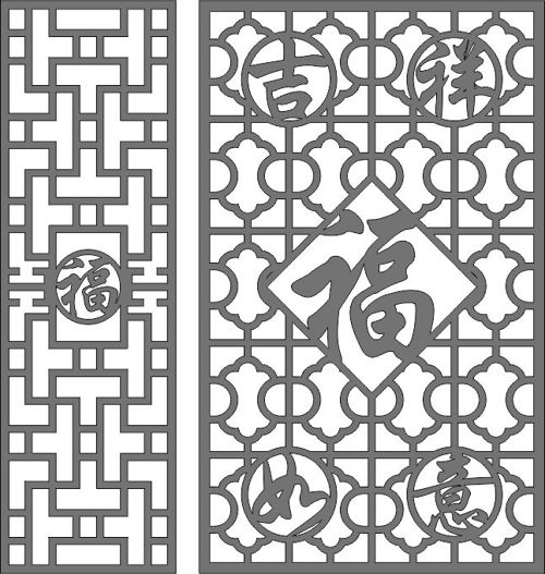 طرح مجموعه پنل‌های شبکه‌ای گلدار درز اتاق نشیمن برای برش لیزری قاب - living room seamless floral lattice panels set for laser cut ve - برای دستگاه CNC چوب و لیزر (سی ان سی)