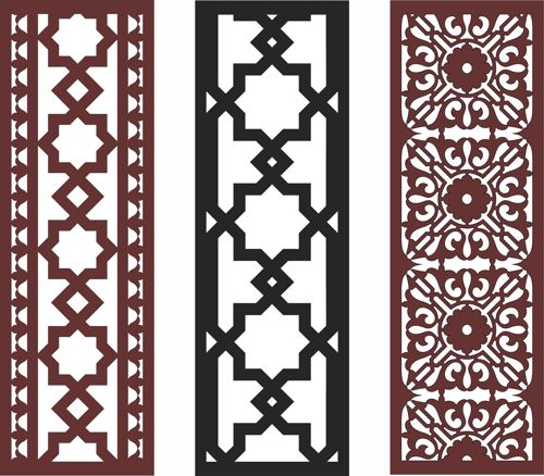 طرح مجموعه پرده گلدار اتاق نشیمن برای برش لیزری - living room seamless floral screen set for laser cutting - برای دستگاه CNC چوب و لیزر (سی ان سی)