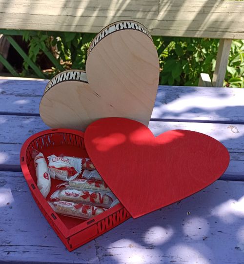 طرح جعبه عشق قلبی شکل جعبه شکلات برای برش لیزری - love box heart shaped chocolate box for laser cut ve - برای دستگاه CNC چوب و لیزر (سی ان سی)