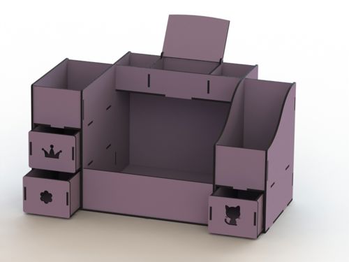 طرح جعبه آرایش چوبی سازماندهنده تخته الیاف سازماندهنده - makeup box wood organizer plywood organizer ve - برای دستگاه CNC چوب و لیزر (سی ان سی)